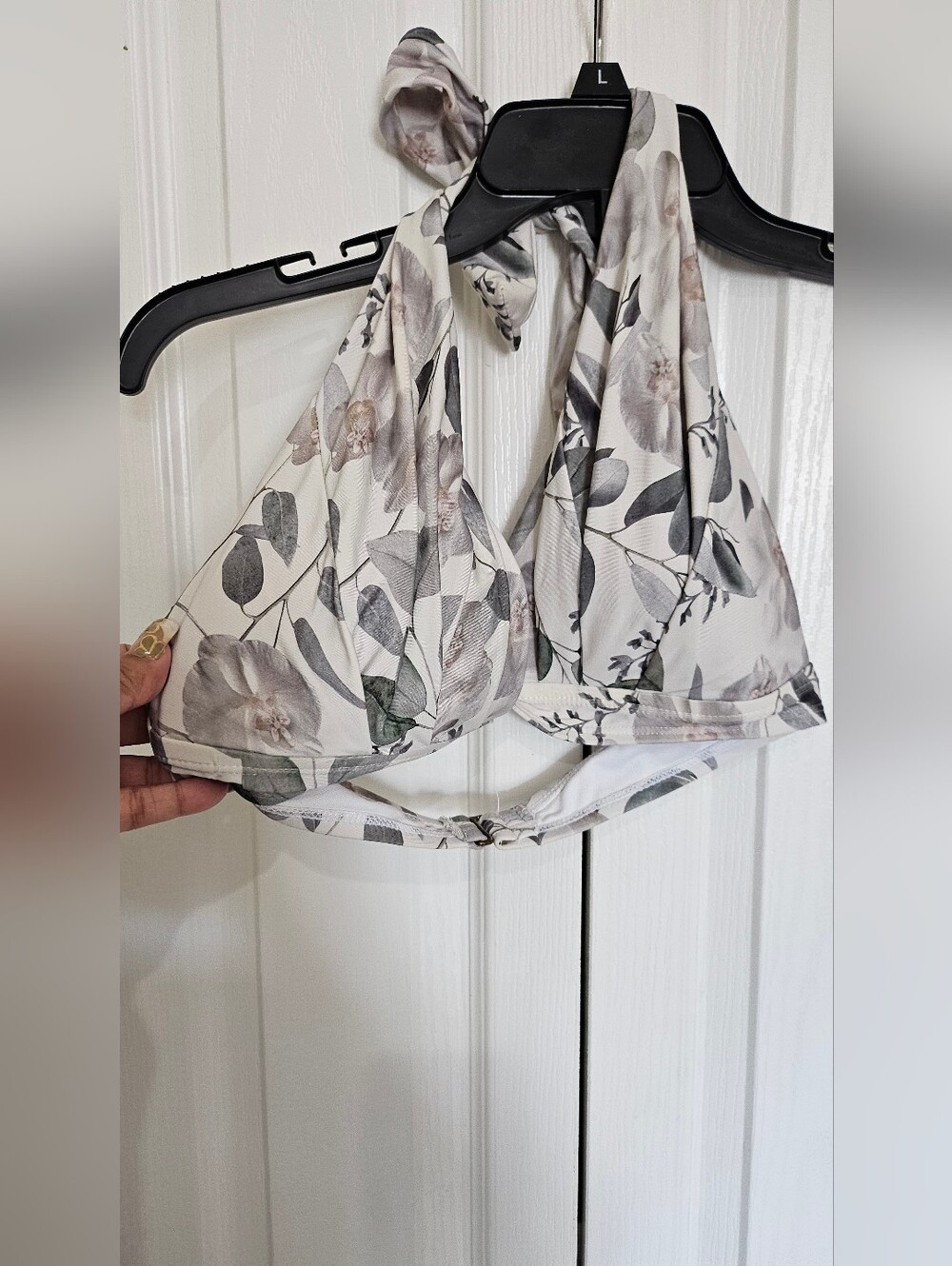 Antonio Melani Floral Halter Bikini Top Size M White Pink Green Swimwear. - Picture 3 of 10